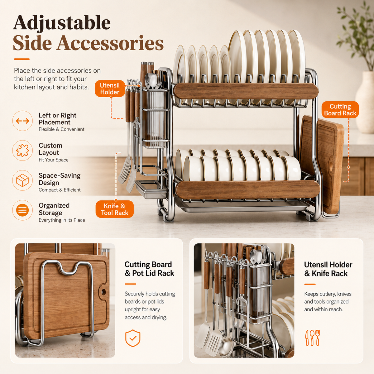 2-Tier Large Capacity Dish Drying Rack