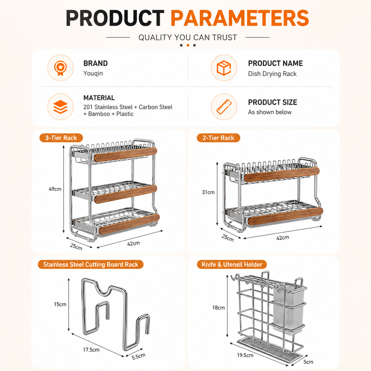 2-Tier Large Capacity Dish Drying Rack