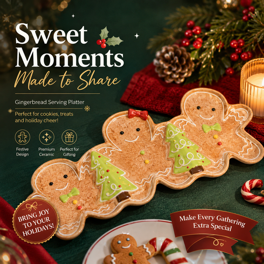Gingerbread Christmas Ceramic Serving Tray Collection