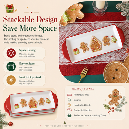Gingerbread Christmas Ceramic Serving Tray Collection