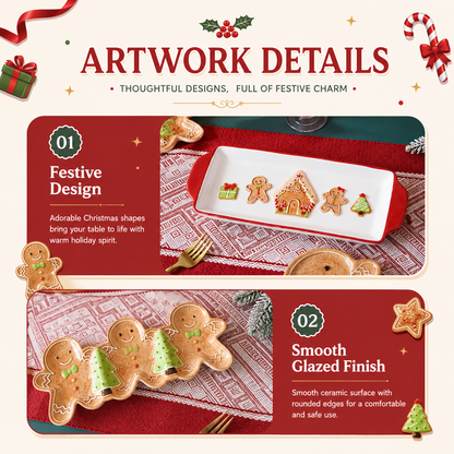 Gingerbread Christmas Ceramic Serving Tray Collection