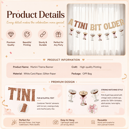 A Tini Bit Older Martini Birthday Banner