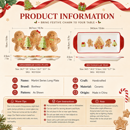 Gingerbread Christmas Ceramic Serving Tray Collection