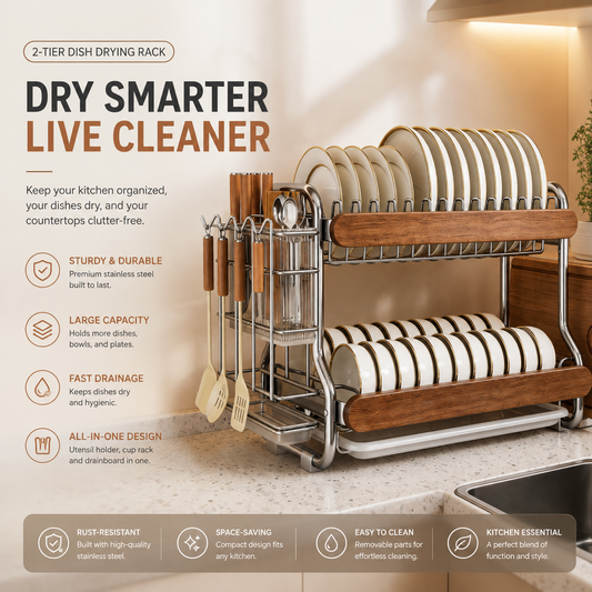 2-Tier Large Capacity Dish Drying Rack